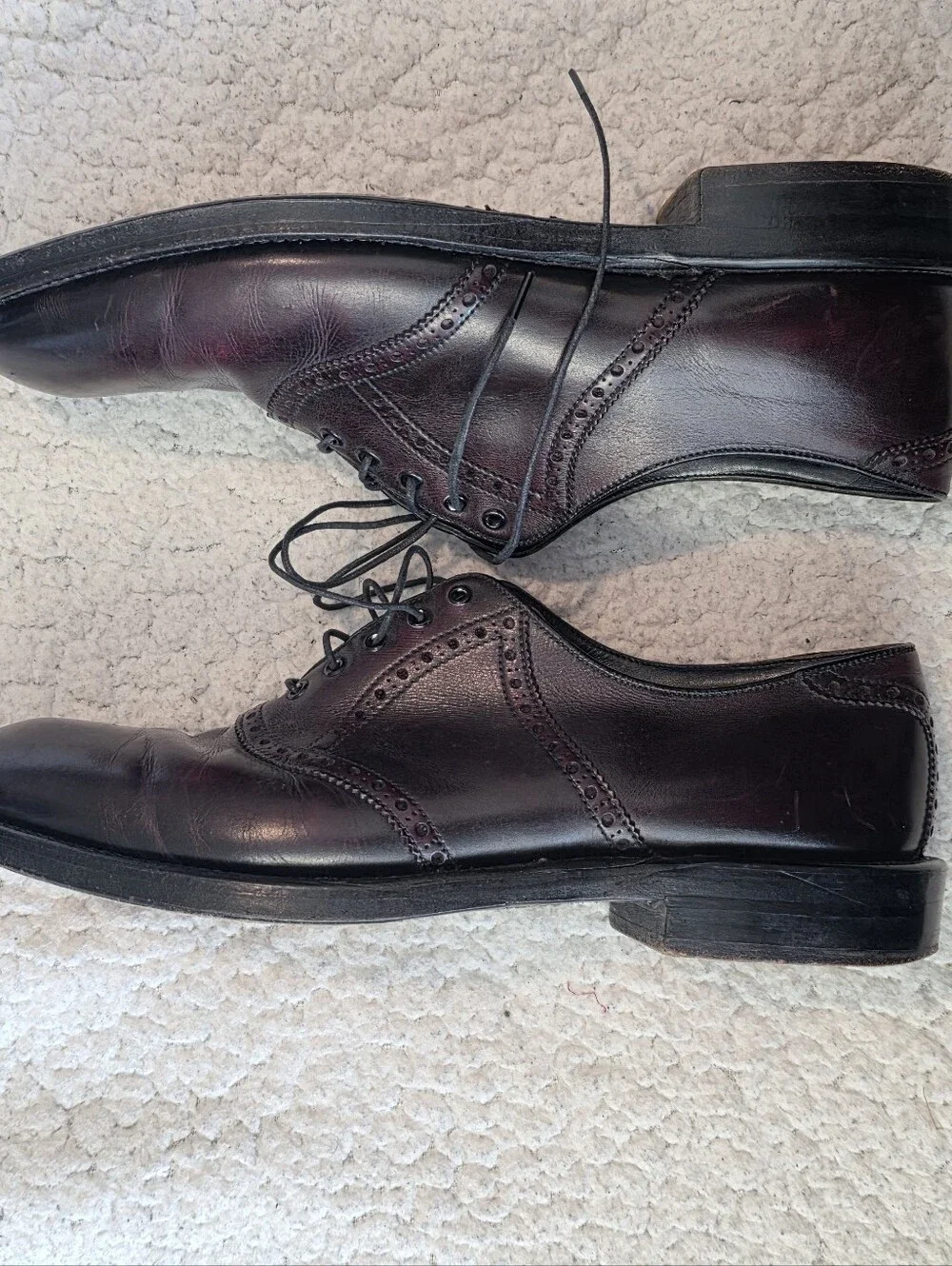 Vintage Mens Private Club Burgundy Leather Wingtip Brogue Oxford Shoes 10.5 B